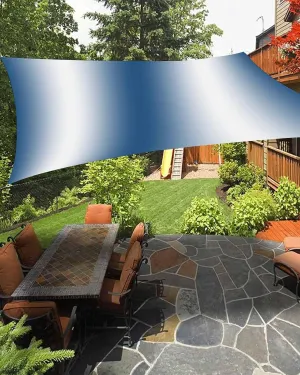 Abstract Sun Shade Sail 8’x 10’, Lake Blue Gradient Countryside Farmhouse Rectangular Sunshade Sail UV Protection, Outdoor Waterproof Sun Shade Canopy for Patio Deck Pool Park