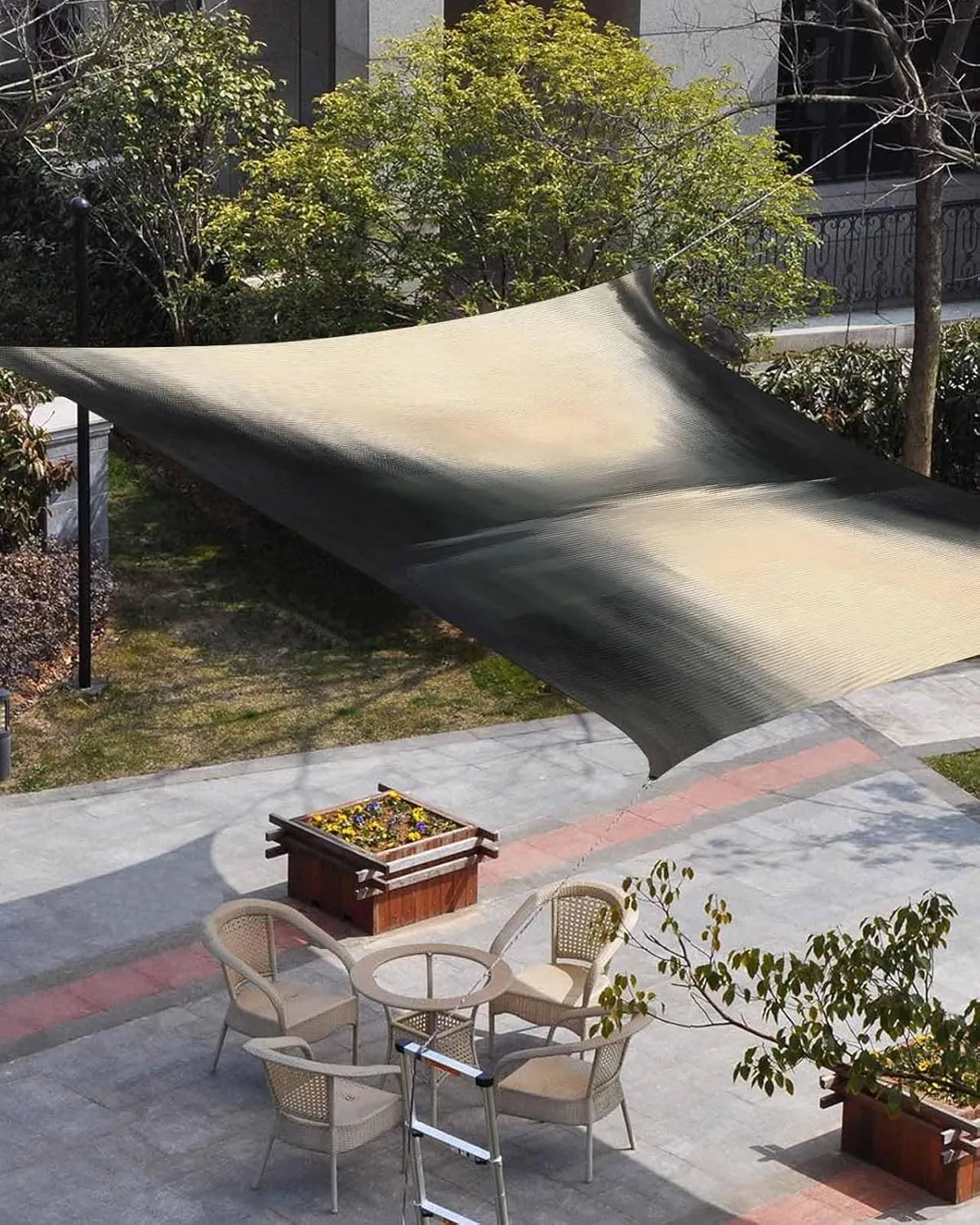Abstract Sun Shade Sail 8’x 10’, Lake Mountain Landscape Nature Forest Modern Rectangular Sunshade Sail UV Protection, Outdoor Waterproof Sun Shade Canopy for Patio Deck Pool Park