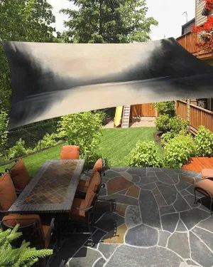 Abstract Sun Shade Sail 8’x 10’, Lake Mountain Landscape Nature Forest Modern Rectangular Sunshade Sail UV Protection, Outdoor Waterproof Sun Shade Canopy for Patio Deck Pool Park