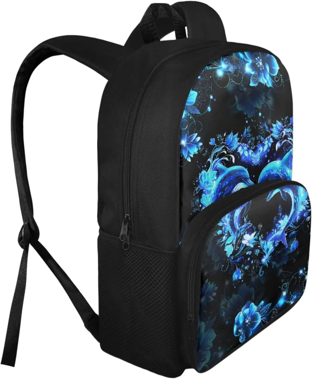 Aesthetic Dolphin Backpack for Girls Kids Backpack with Lunch Box and Soft Pencil Pouch 3Pcs Set 15" Large Capacity Bookbag with Front Pocket for School Sturdy Kindergarten School Bag