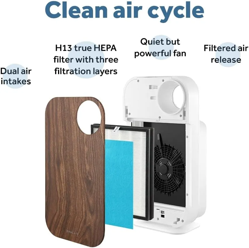 AIR1000D 3-Stage H13 True HEPA 5-in-1 Air Purifier For Allergens,Dust,Pets,Allergies,Odor,Smoke,Pollen, Rooms up to 600 sq. ft., Dark Wood 13.8" X 7.5" X 25"