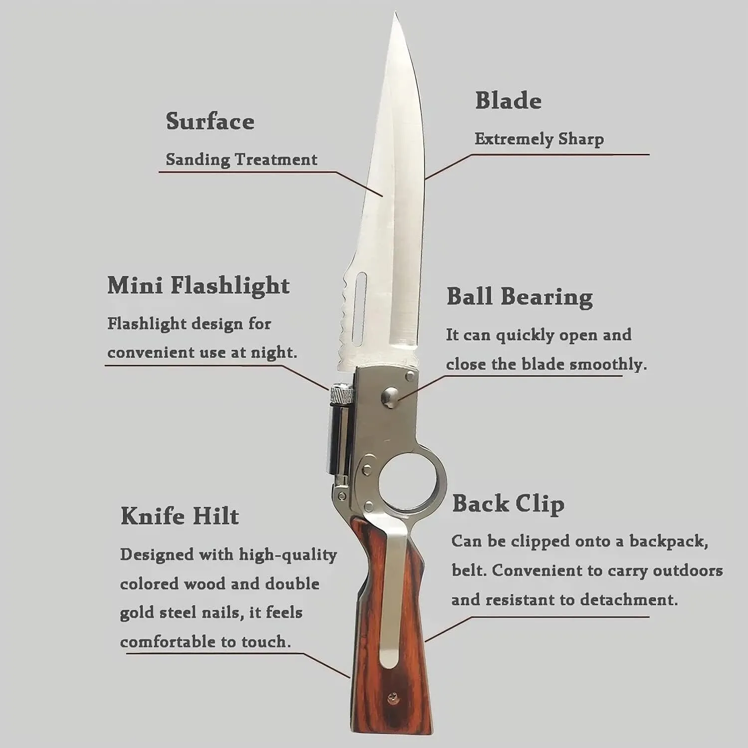 AK47 Pocket Folding Knife, Tactical Knife for Camping Hunting Survival Indoor and Outdoor Activities