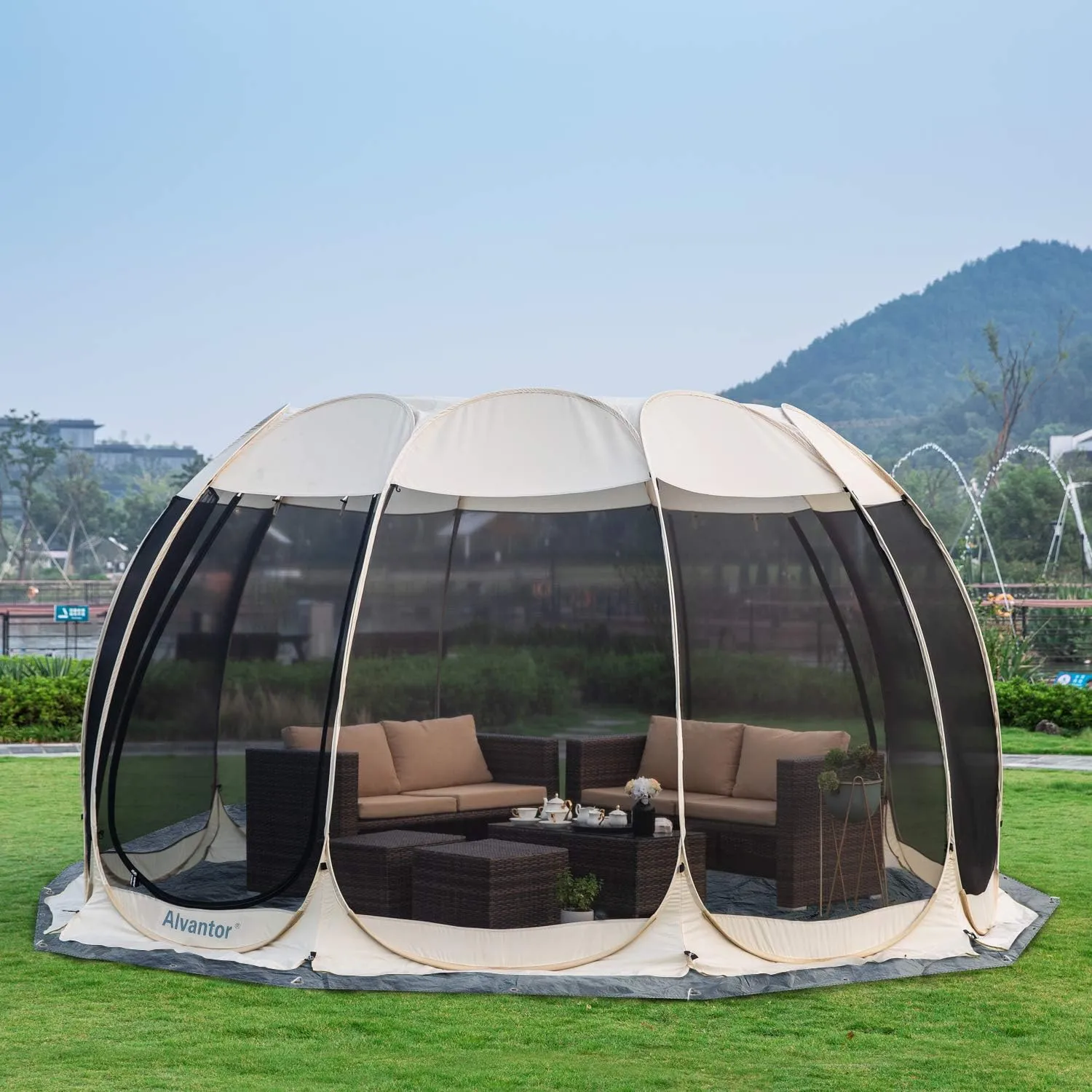 Alvantor Heavy Duty Tarp Waterproof 6'-10'-12'-15' Tarpaulin Ground Trailer with Rust Grommet Weather Resistant Cover Outdoor Camping 10 Mil Thick PE Floor Lightweight Mat