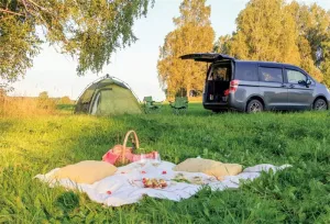 AOFOTO 7x5ft Spring Outdoor Picnic Backdrop Lawn Picnic Tent Car Picnic Basket Pillow Grassland Photo Background Wild Landscape Kids Audlts Family Photoshoot Portrait Artistic Studio Prop Vinyl