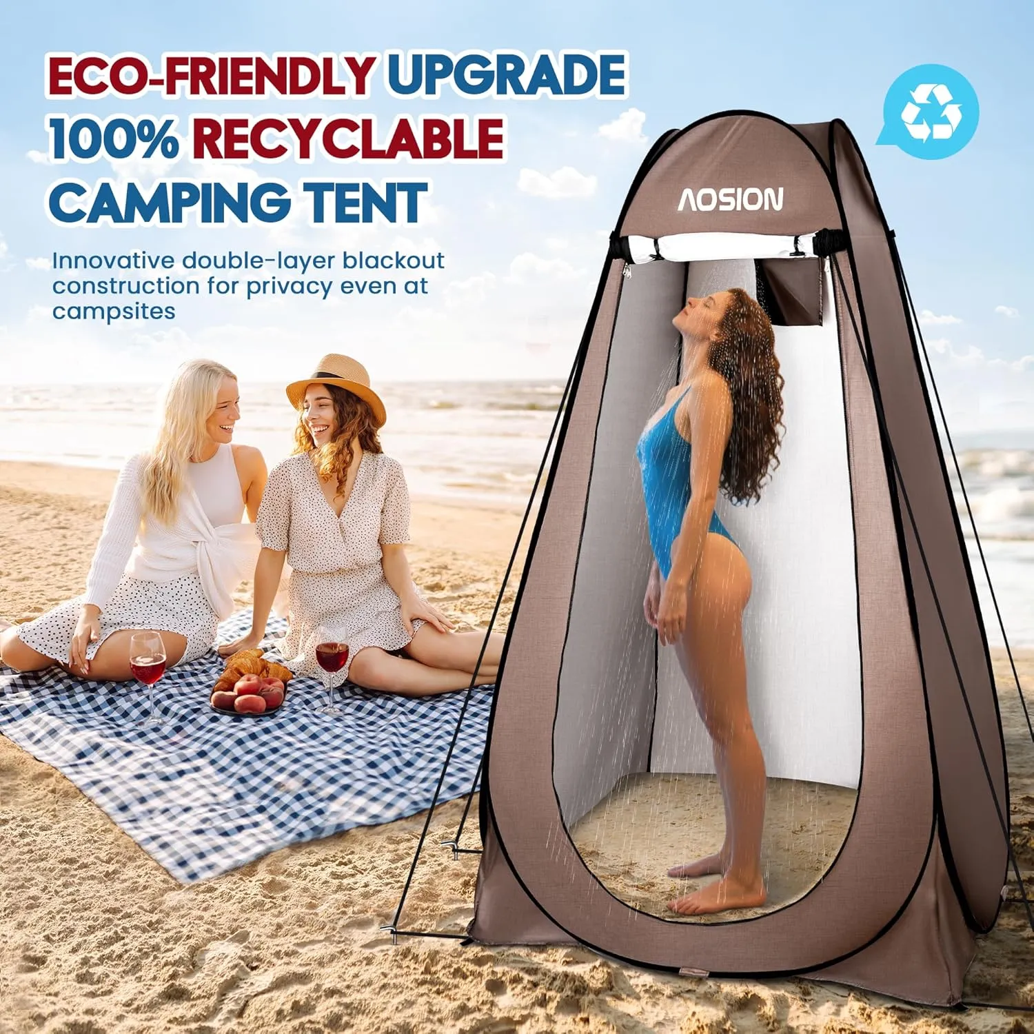 AOSION Privacy Shower Tent,Pop Up Changing Tent,Camp Bathroom Changing Dressing Room,Sun Sunshade Canopy Outdoor Rain Shelter for Camping Hiking Beach Picnic Fishing.