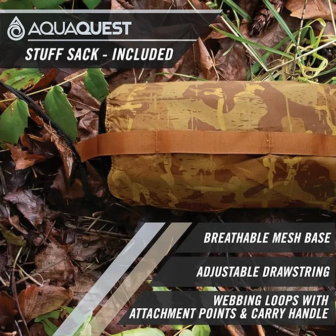 AquaQuest Safari Camping Tarp - Lightweight Durable Rain Fly - Waterproof Camping Essentials for Hiking, Backpacking & Hammock, 20 x 13 ft, True Terrain Camo