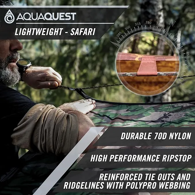 AquaQuest Safari Camping Tarp - Lightweight Durable Rain Fly - Waterproof Camping Essentials for Hiking, Backpacking & Hammock, 20 x 13 ft, True Terrain Camo