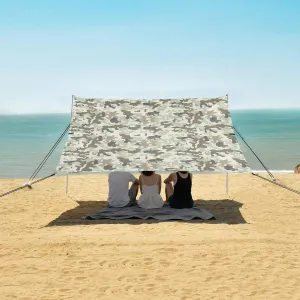 Army Camo Pattern Design Beach Camping Tent Sun Shelter for Whole Family, Beach Shade Canopy with UPF50  UV Protection,Easy Set Up and Carry,Outdoor Shade for Trips, Fishing, Backyard Fun Picni