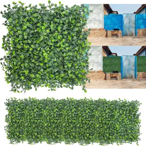 Artificial Grass Wall Backdrop,10"x 10"(16P) Boxwood Faux Green Wall Panels for Interior Wall, Greenery Wall,Garden and Indoor Outdoor Plant Wall Decor