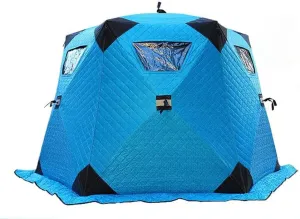 ASSYA Ice Fishing Camping Hexagonal Ice Fishing Shelter Large Camping Equipment Heat Reflective Fabric Cold-Resistant Insulation Suitable for 3-4 People