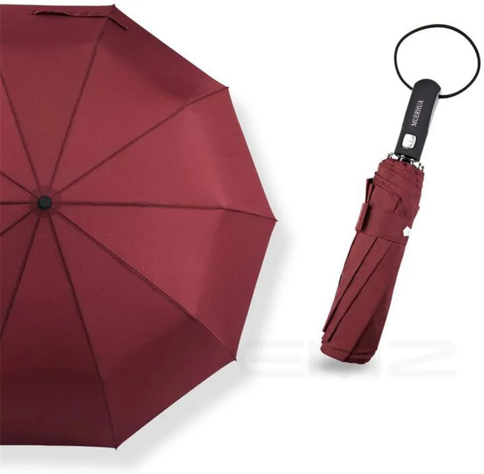 Auto Open/Close Travel Umbrella, Windproof Waterproof Umbrellas with Coating, Folding Reinforced Canopy Frame Umbrella, Protects Against UV Rain Wind Sun, Slip-Proof Handle for Easy Carry