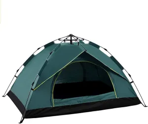 Automatic Pop Up Tent Family Camping Tent 2-3-4 Person Portable Tent Spring Type Fast Open Waterproof Windproof for Camping Hiking Mountaineering (Blue Width 1.5m) (Dark Green Width 2m)