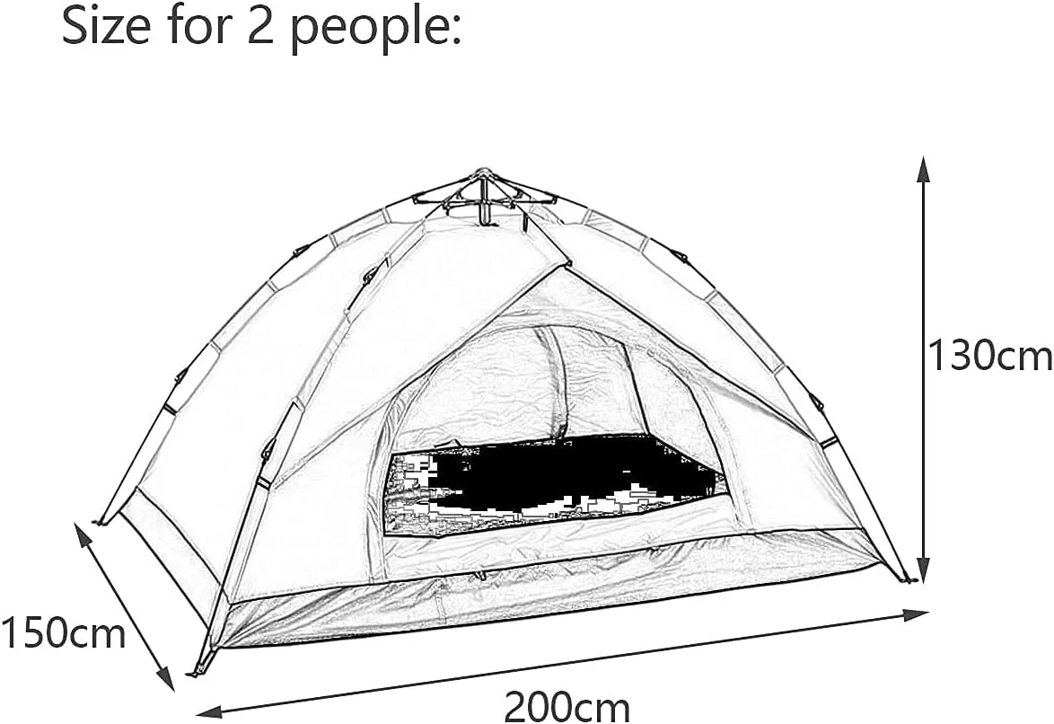 Automatic Pop Up Tent Family Camping Tent 2-3-4 Person Portable Tent Spring Type Fast Open Waterproof Windproof for Camping Hiking Mountaineering (Blue Width 1.5m) (Dark Green Width 2m)