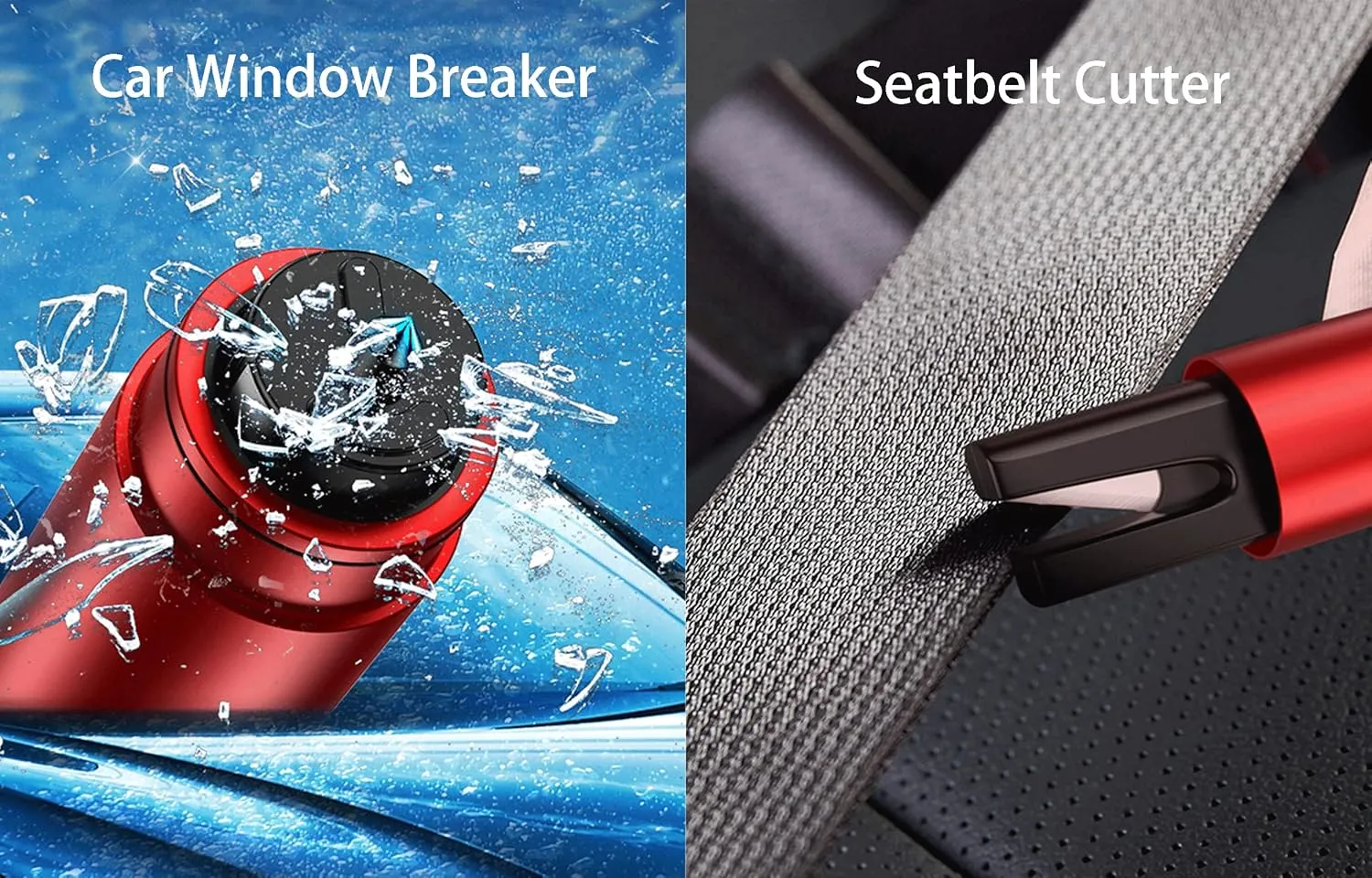 Automotive Window Breaker Seatbelt Cutter Hammerdex Car Rescue Safety Hammer Safehammer Glass Emergency Escape Tools Window Punch Breaker Tool Accessories Emergency Necessities(Red and Black)
