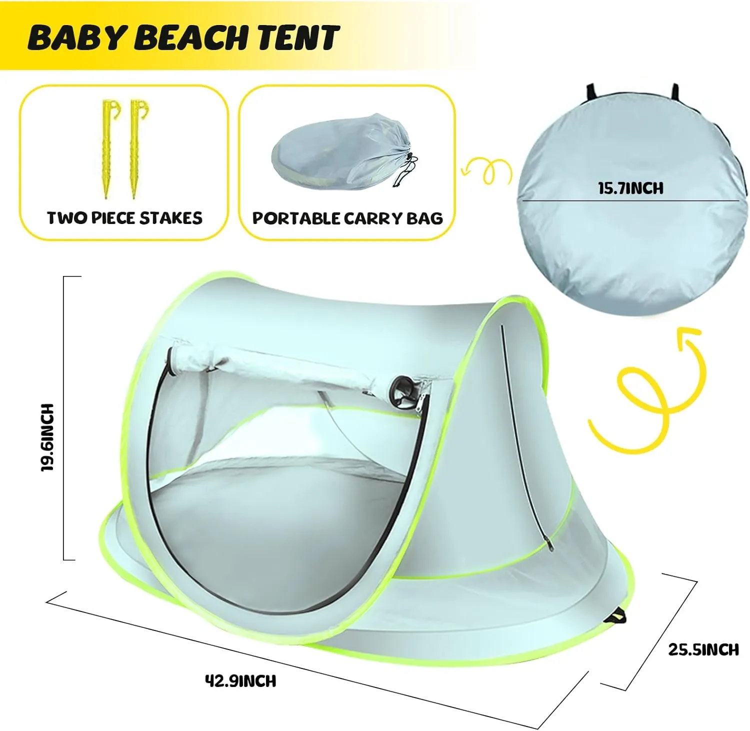 Baby Beach Tent, Large Pop Up Beach Tent, Portable Baby Travel Tent, Indoor Baby Play Tent, Lightweight & Easy Setup Beach Shade Canopy, UPF 50  U.V Protection Sun Shelters (Blue, General)