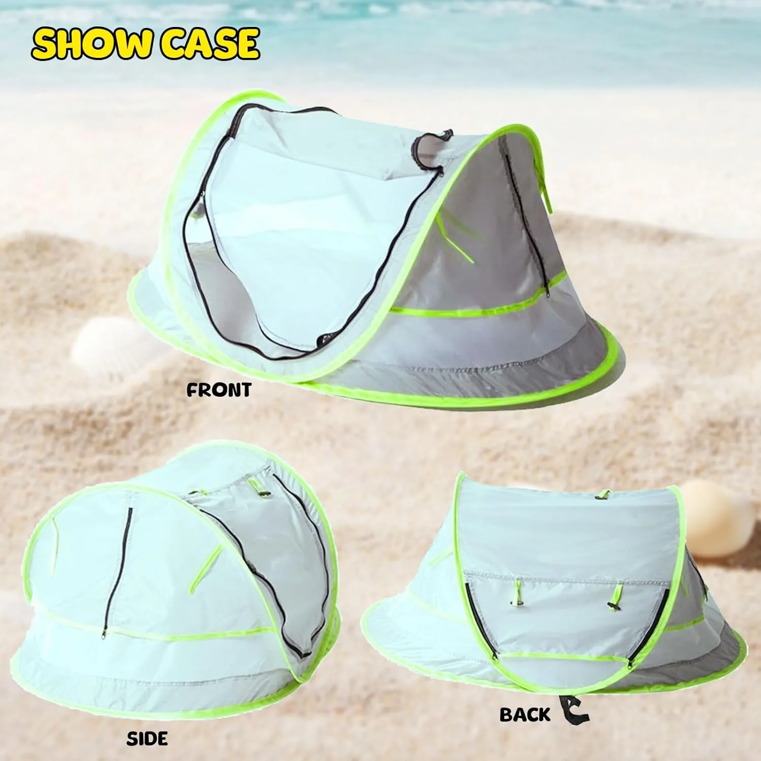 Baby Beach Tent, Large Pop Up Beach Tent, Portable Baby Travel Tent, Indoor Baby Play Tent, Lightweight & Easy Setup Beach Shade Canopy, UPF 50  U.V Protection Sun Shelters (Blue, General)