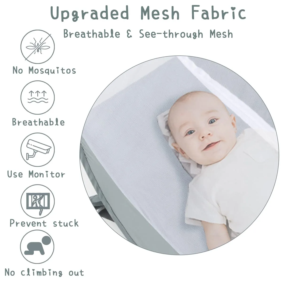 Baby Crib Tent, Pop Up Crib Canopy to Keep Baby from Climbing Out, Safety Crib Net Mosquitoes Net with See-Through Mesh, Fits Most Standard Cribs