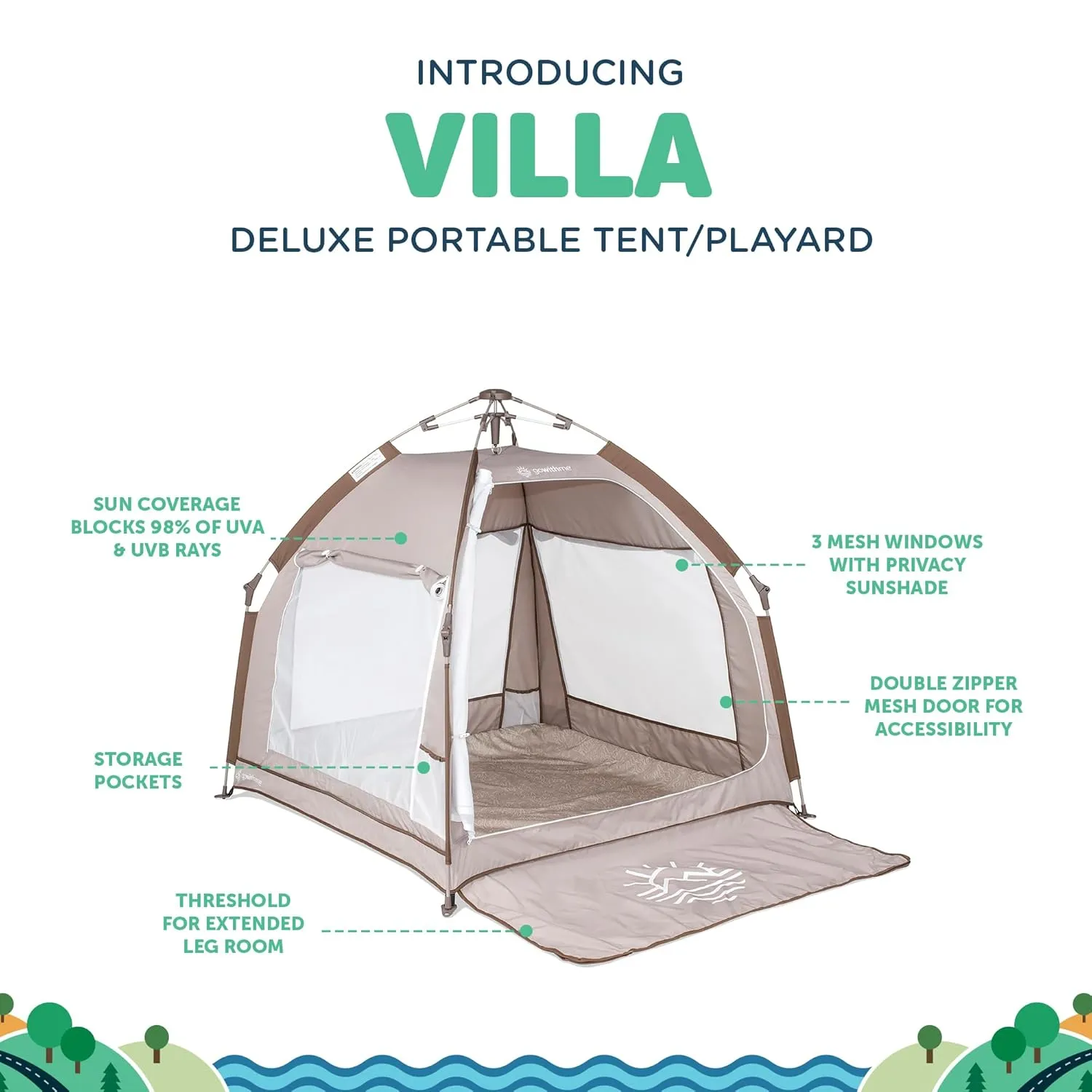 Baby Delight Go with Me Villa Portable Tent and Playard | Kids Tent and Playhouse | Indoor and Outdoor | Sandstone