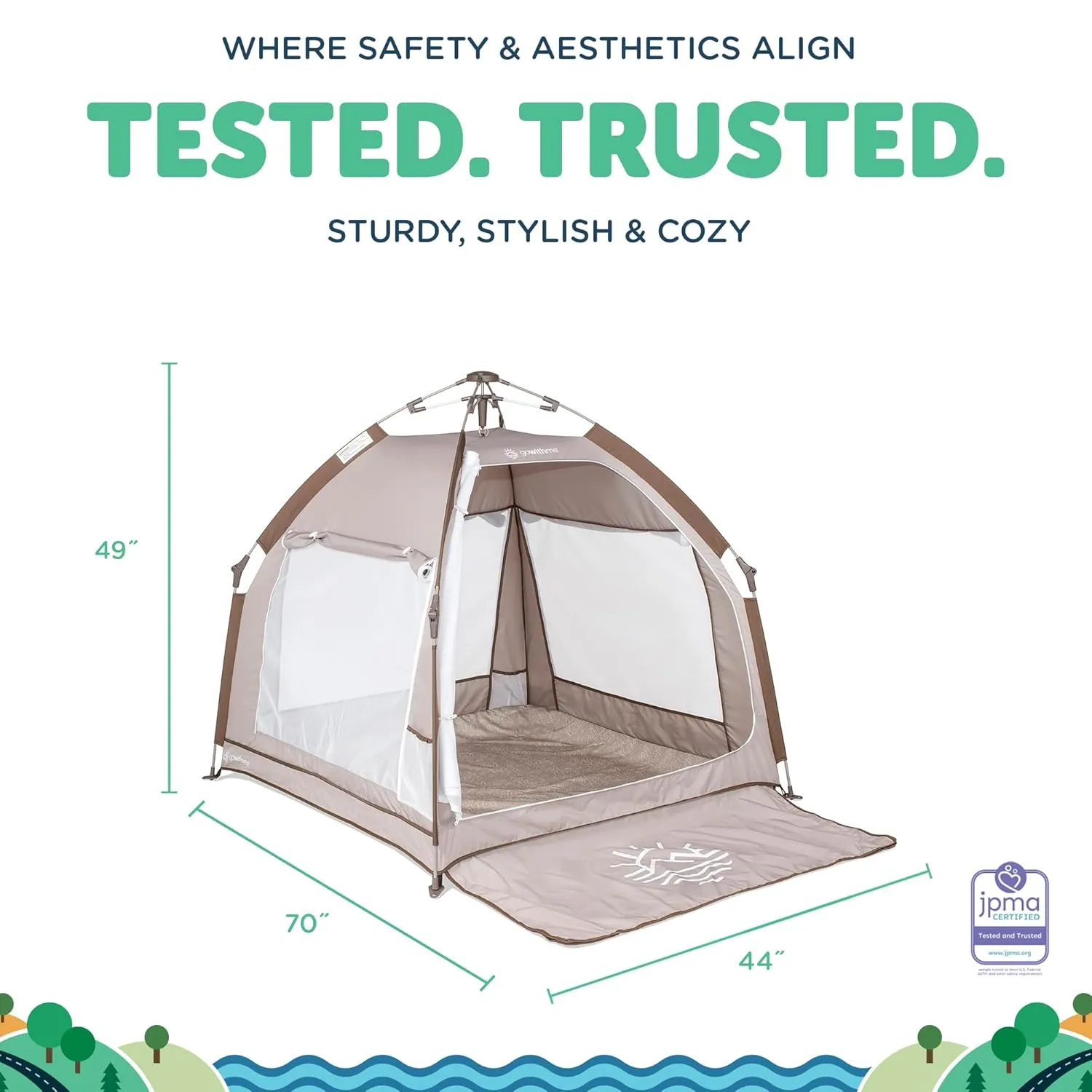 Baby Delight Go with Me Villa Portable Tent and Playard | Kids Tent and Playhouse | Indoor and Outdoor | Sandstone