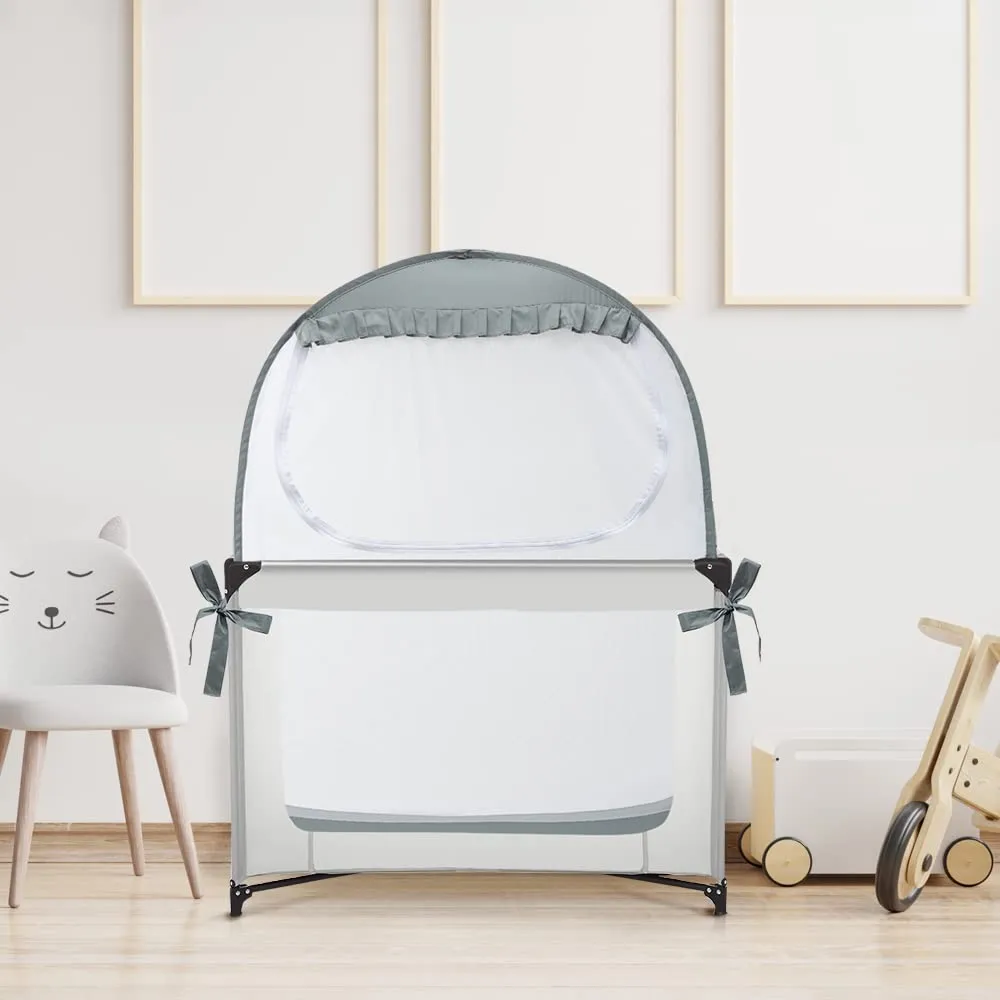 Baby Pack N Play Tent, Safety Tent to Keep Baby from Climbing Out, Baby Crib Canopy for Pack N Play, Mini Cribs & Playpens, Pop Up Design & See-Through Mesh