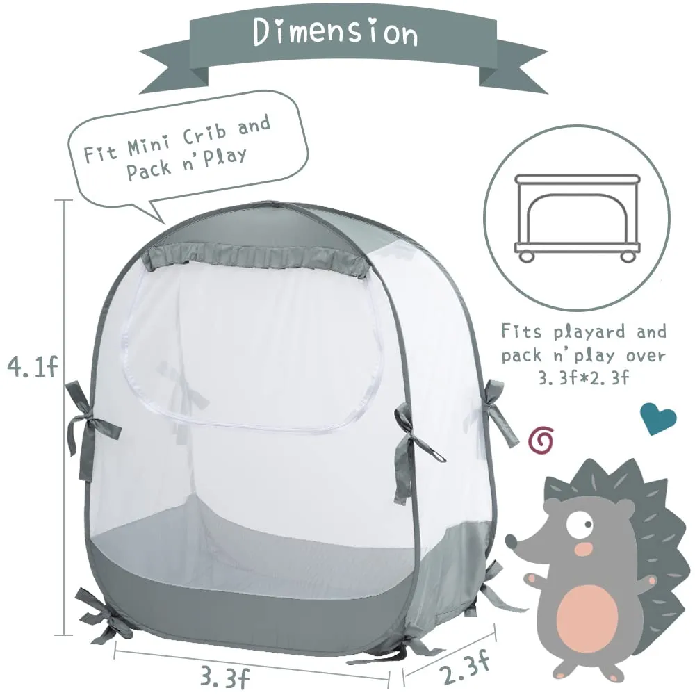 Baby Pack N Play Tent, Safety Tent to Keep Baby from Climbing Out, Baby Crib Canopy for Pack N Play, Mini Cribs & Playpens, Pop Up Design & See-Through Mesh