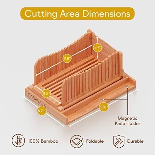 Bamboo Bread Slicer | Bread Loaf Slicing Machine With Crumbs Tray | Easy To Use
