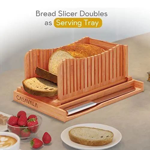 Bamboo Bread Slicer | Bread Loaf Slicing Machine With Crumbs Tray | Easy To Use