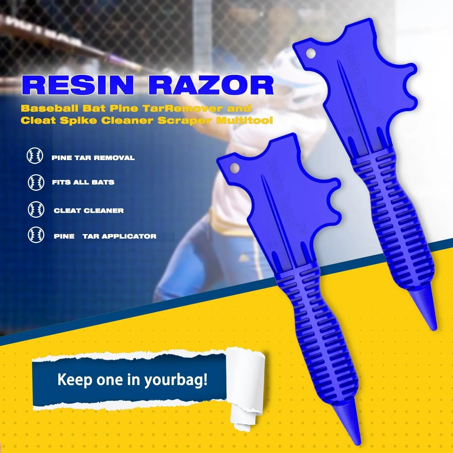 Baseball Bat Pine Tar Remover and Cleat Spike Cleaner Scraper Multitool