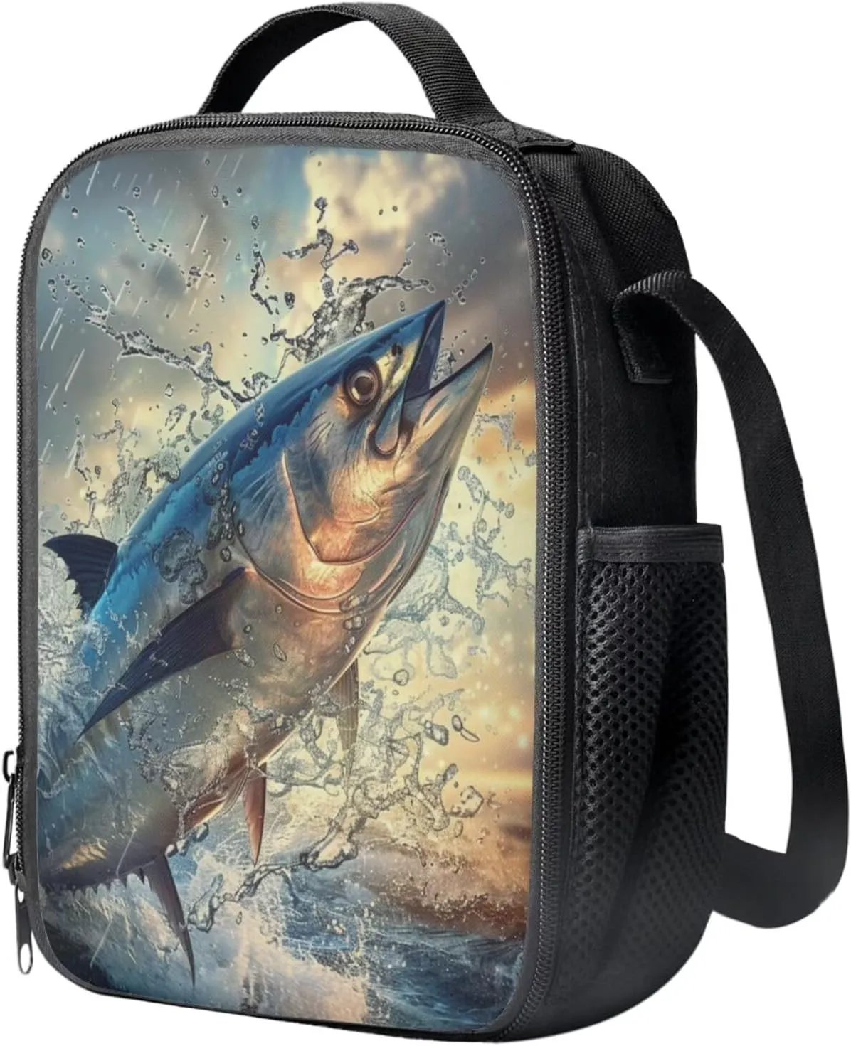 Bassfish Backpack for Boys Kids Backpack with Lunch Box and Zipper Pencil Pouch 3 Pcs Set 15" Large Capacity Bookbag with Front Pocket for School Lightweight School Bag for Kindergarten Boy