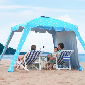 Beach Cabana - 6FT Beach Umbrella with UPF 100  UV Protection & Sunshade Curtain - Waterproof Tent - Portable Shade, Easy to Set Up, Perfect for Family & Friends (Shell)