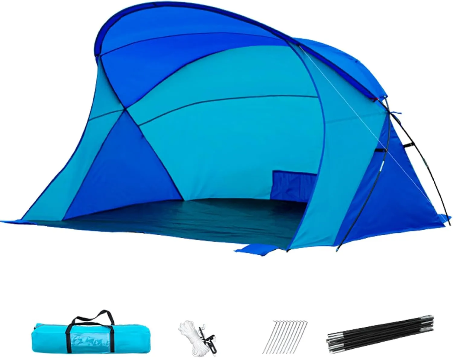 Beach Cabana Tent Waterproof Canopy with Windproof Sandbag Pole Rope Floor Nail Sun Shelter Storage Bag for Outdoor Camping Fishing