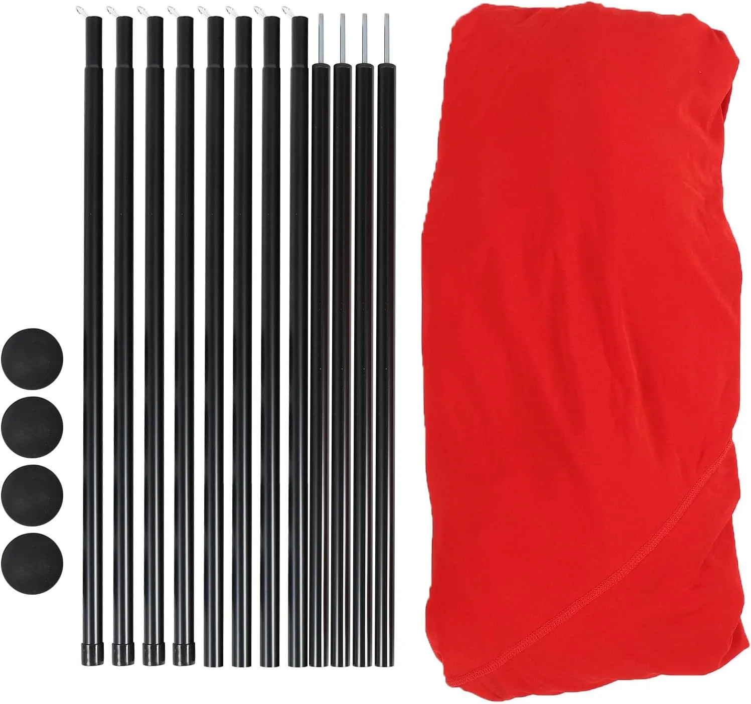 Beach Canopy, 4 Poles Pop Up Quick Setup UPF50  Polyester Iron Beach Tent Sun Shelter Spacious for Camping (Red)