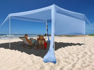 Beach Canopy Tent Shade with Sidewalls 10x10FT, 6.6FT Tall, UPF50  Sun Shelter, Windproof & Water Resistant, Includes Guylines Sand Shovel Stability Poles, Easy Up for Beach Outdoor Camping Backyard