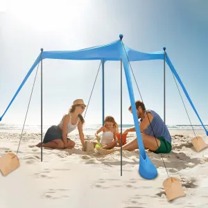 Beach Shade Tent Camping Sun Shelter Awning Pop Up Beach Tent with 4 Sandbags Rope Portable Carrying Bag for Beach Fishing Backyard Camping Picnic Easy Setup Canopy