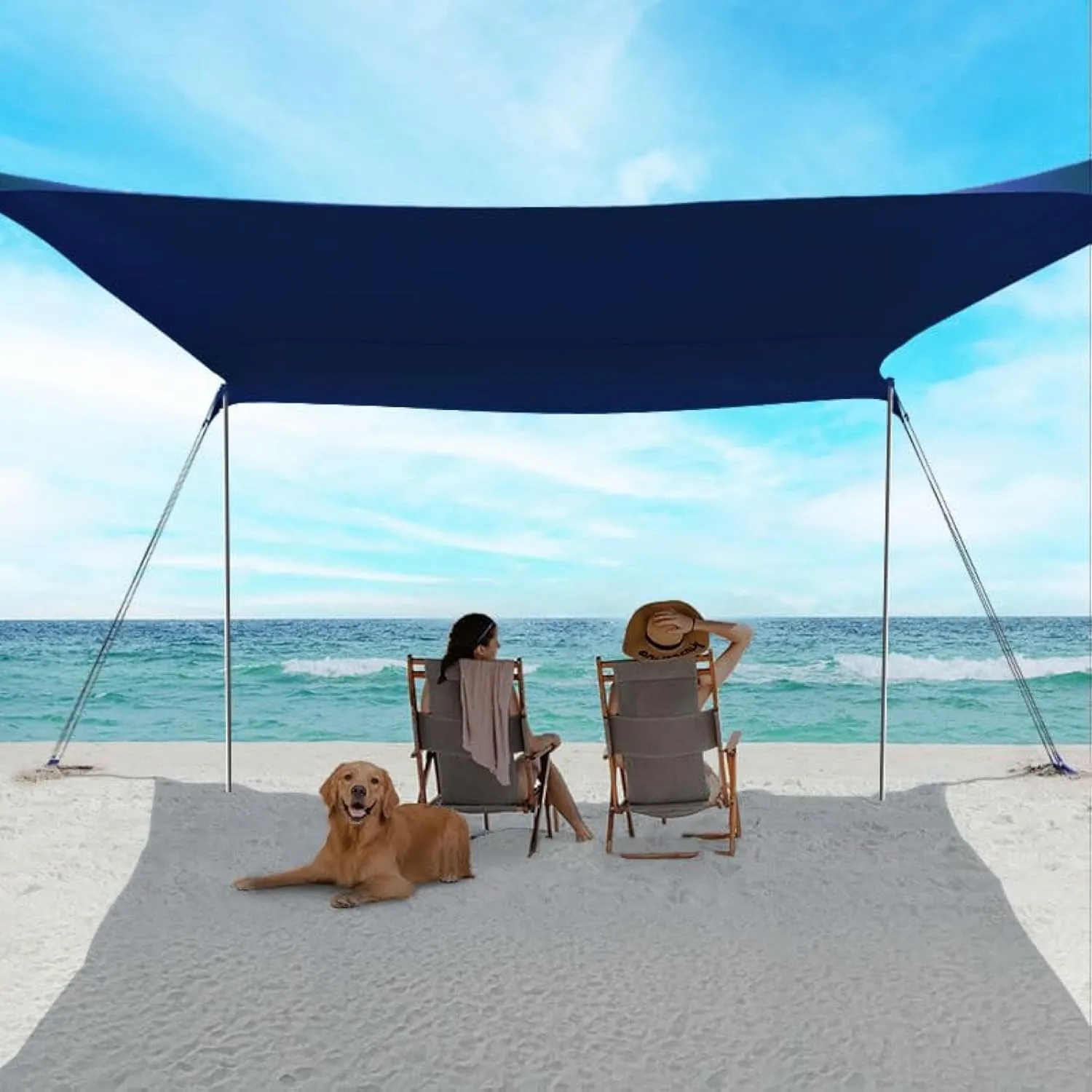 Beach Shade Tent, Portable Easy Pop Up Beach Canopy, UPF50  Sun Protection Shelter, Windproof & Water Resistant, Perfect for Family
