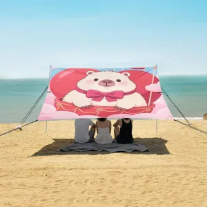 Beach Shade Tent with UPF50  UV Protection,Capybara in Heart Shaped Balloon Lightweight Camping Sun Shelter for Outdoor,Camping Trips, Fishing, Backyard,Picnics,Easy Set Up and Carry 9x10.5 FT
