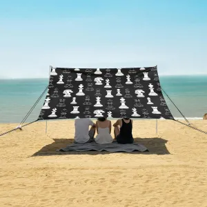 Beach Shade Tent with UPF50  UV Protection,Chess Pieces Seamless Pattern Lightweight Camping Sun Shelter for Outdoor,Camping Trips, Fishing, Backyard,Picnics,Easy Set Up and Carry 9x10.5 FT