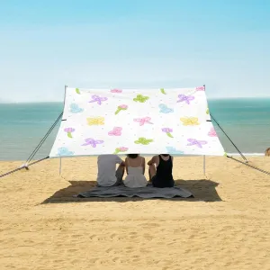 Beach Shade Tent with UPF50  UV Protection,Colorfull Balloons Rabbits Flowers Lightweight Camping Sun Shelter for Outdoor,Camping Trips, Fishing, Backyard,Picnics,Easy Set Up and Carry 9x10.5 FT