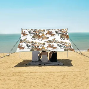 Beach Shade Tent with UPF50  UV Protection,Running Horses Pattern Watercolor Lightweight Camping Sun Shelter for Outdoor,Camping Trips, Fishing, Backyard,Picnics,Easy Set Up and Carry 9x10.5 FT