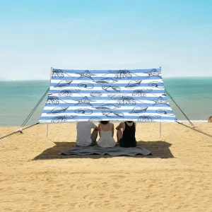 Beach Shade Tent with UPF50  UV Protection,Seashell and Crab Hermit Lightweight Camping Sun Shelter for Outdoor,Camping Trips, Fishing, Backyard,Picnics,Easy Set Up and Carry 9x10.5 FT