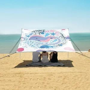 Beach Shade Tent with UPF50  UV Protection,Swimming Sea Manta Ray Lightweight Camping Sun Shelter for Outdoor,Camping Trips, Fishing, Backyard,Picnics,Easy Set Up and Carry 9x10.5 FT