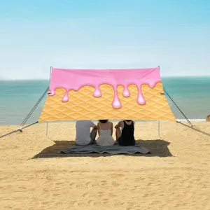Beach Shade Tent with UPF50  UV Protection,Wafer Melted Pink Cream Lightweight Camping Sun Shelter for Outdoor,Camping Trips, Fishing, Backyard,Picnics,Easy Set Up and Carry 9x10.5 FT