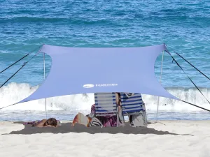 Beach Shade Windproof Design, Sun Shelter UPF50  Portable Family Tent with 6 Sandbags Anchors 10x10 FT 2 Pole Pop Up Outdoor Shelter for Beach, Camping, Fishing, Backyard and Picnics