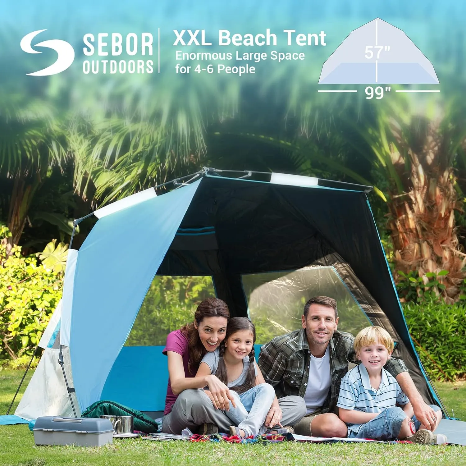 Beach Tent, Deluxe XL Pop-up Beach Tent for 4-6 Person, UPF 50  with Dark Shelter Technology, Easy Set Up and Portable Beach Tent Sun Shelter