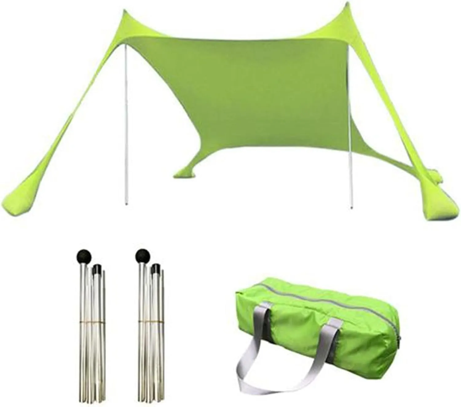 Beach Tent, Sun Protection Awning, Beach Shelter, Portable Sun Canopy Shade Tent, Outdoor UV Resistant Patio Beach Tent with Carrying Travel Bag(Green,210x170x150cm)