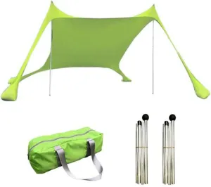 Beach Tent, Sun Protection Awning, Beach Shelter, Portable Sun Canopy Shade Tent, Outdoor UV Resistant Patio Beach Tent with Carrying Travel Bag(Green,210x170x150cm)