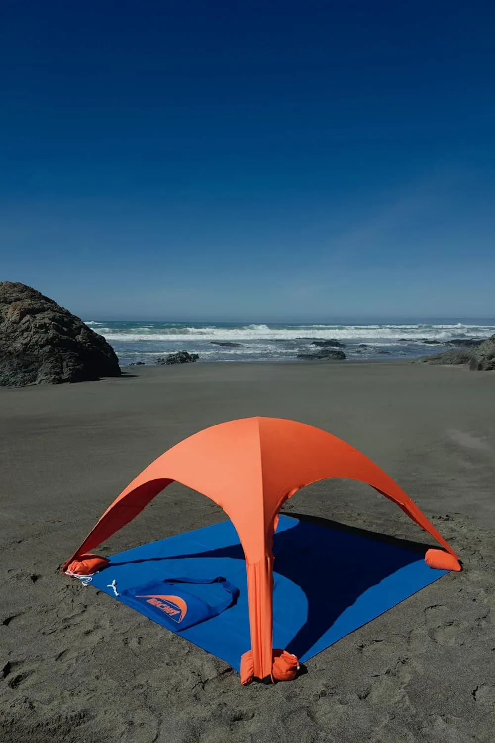 Bechit A Portable Beach Shade/Tent Perfect for Sun Protection and Relaxation. Top and Bottom are Suede Microfiber Beach Towels. Use Either one to Dry Off After Swimming.