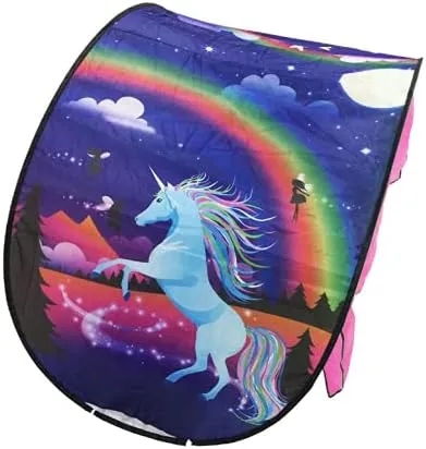 Bed Tents Fantasy Fun Foldable Play Pop up Outdoor Indoor Twin Size,Magic Playhouse Princess Secret Castle,Birthday for Girls Kids Baby (Unicorn Fantasy)