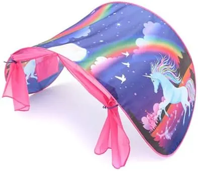 Bed Tents Fantasy Fun Foldable Play Pop up Outdoor Indoor Twin Size,Magic Playhouse Princess Secret Castle,Birthday for Girls Kids Baby (Unicorn Fantasy)