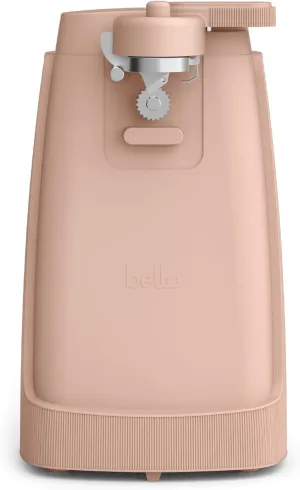 bella Electric Can Opener and Knife Sharpener, Multifunctional Jar and Bottle Opener with Removable Cutting Lever and Cord Storage, Stainless Steel Blade, Blossom